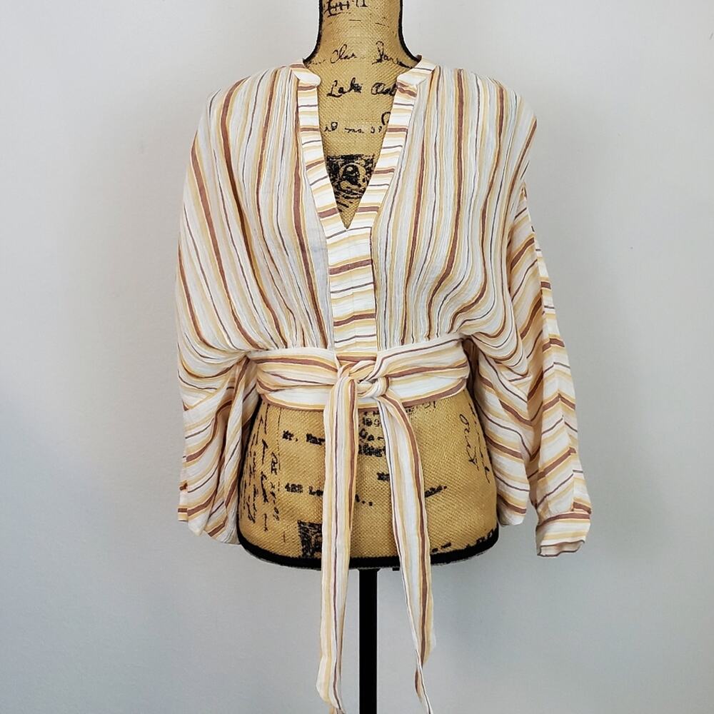 Anthropologie Guazy Tie Front Blouse Sz S